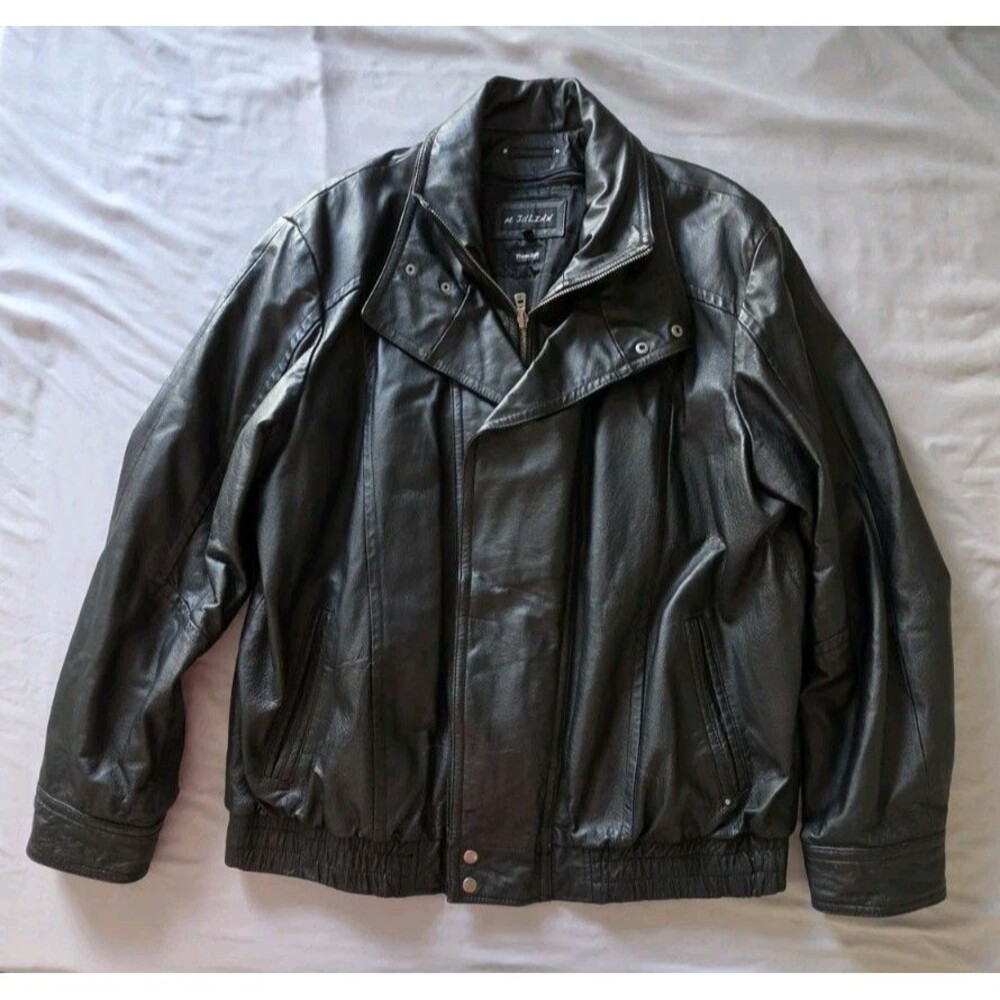 Wilsons M. Julian Black Leather Thinsulate Bomber Motorcycle Jacket 2XLT